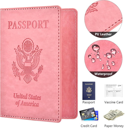 Eoehro Passport Holder for Travel Essentials-2Pack, Passport Wallet Cover Case for Travel Must Haves Accessories,Passport Book Holders for Women and Men