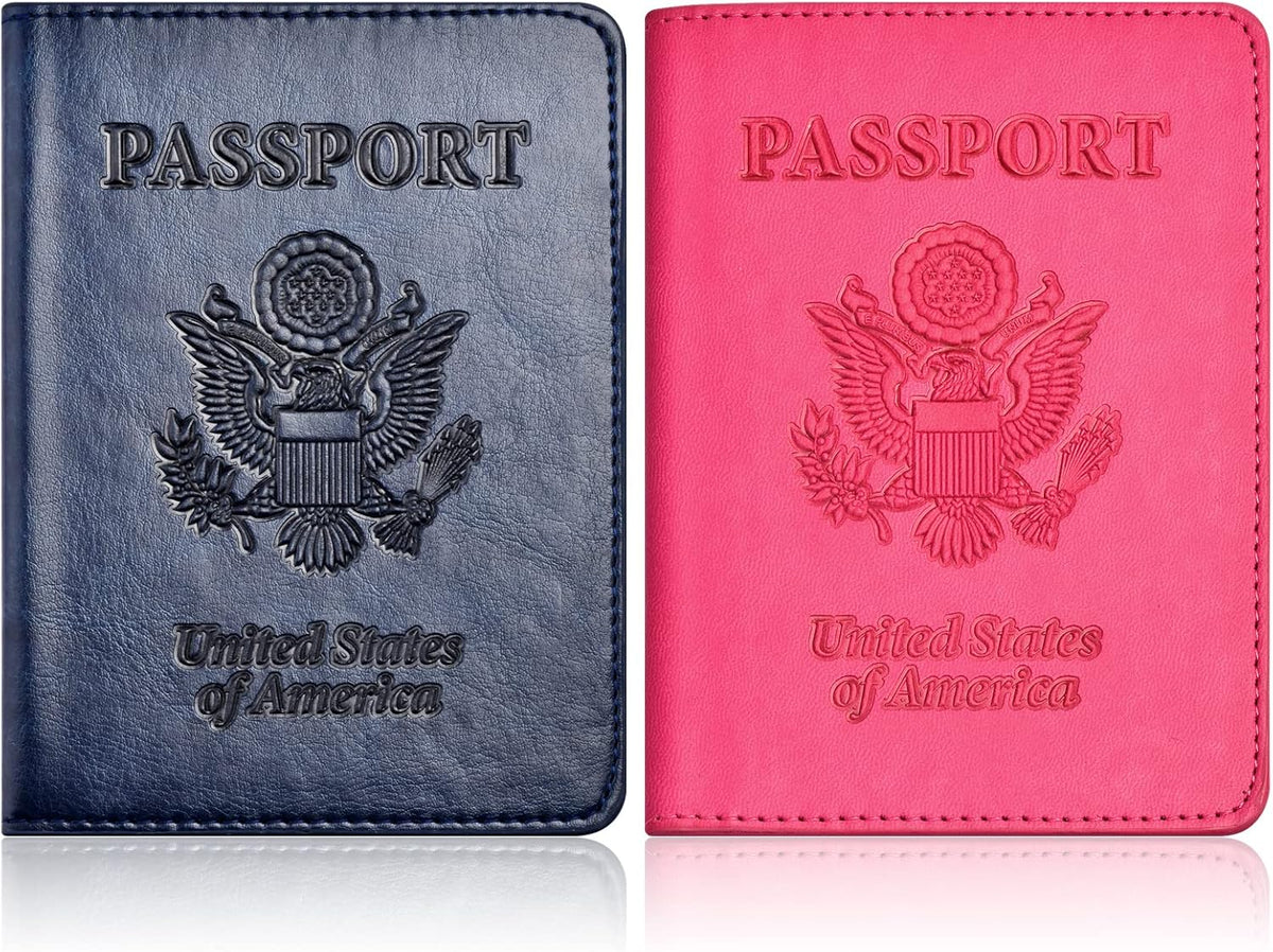 Eoehro Passport Holder for Travel Essentials-2Pack, Passport Wallet Cover Case for Travel Must Haves Accessories,Passport Book Holders for Women and Men
