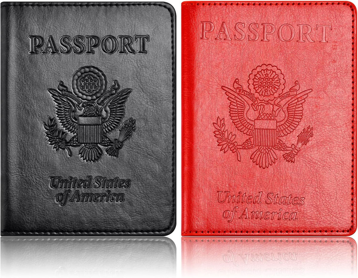 Eoehro Passport Holder for Travel Essentials-2Pack, Passport Wallet Cover Case for Travel Must Haves Accessories,Passport Book Holders for Women and Men