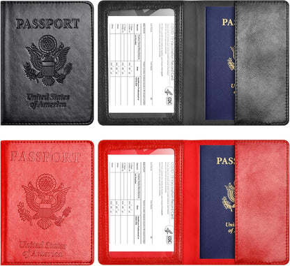 Eoehro Passport Holder for Travel Essentials-2Pack, Passport Wallet Cover Case for Travel Must Haves Accessories,Passport Book Holders for Women and Men