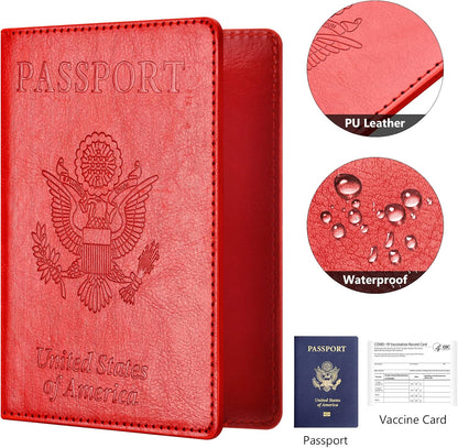 Eoehro Passport Holder for Travel Essentials-2Pack, Passport Wallet Cover Case for Travel Must Haves Accessories,Passport Book Holders for Women and Men