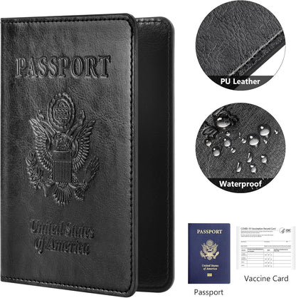 Eoehro Passport Holder for Travel Essentials-2Pack, Passport Wallet Cover Case for Travel Must Haves Accessories,Passport Book Holders for Women and Men