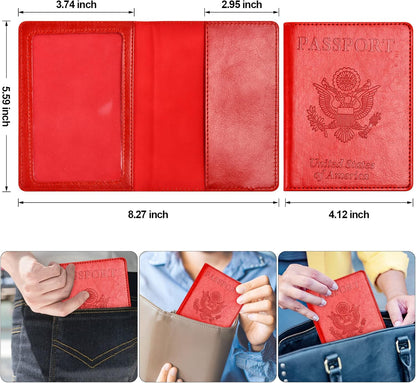 Eoehro Passport Holder for Travel Essentials-2Pack, Passport Wallet Cover Case for Travel Must Haves Accessories,Passport Book Holders for Women and Men