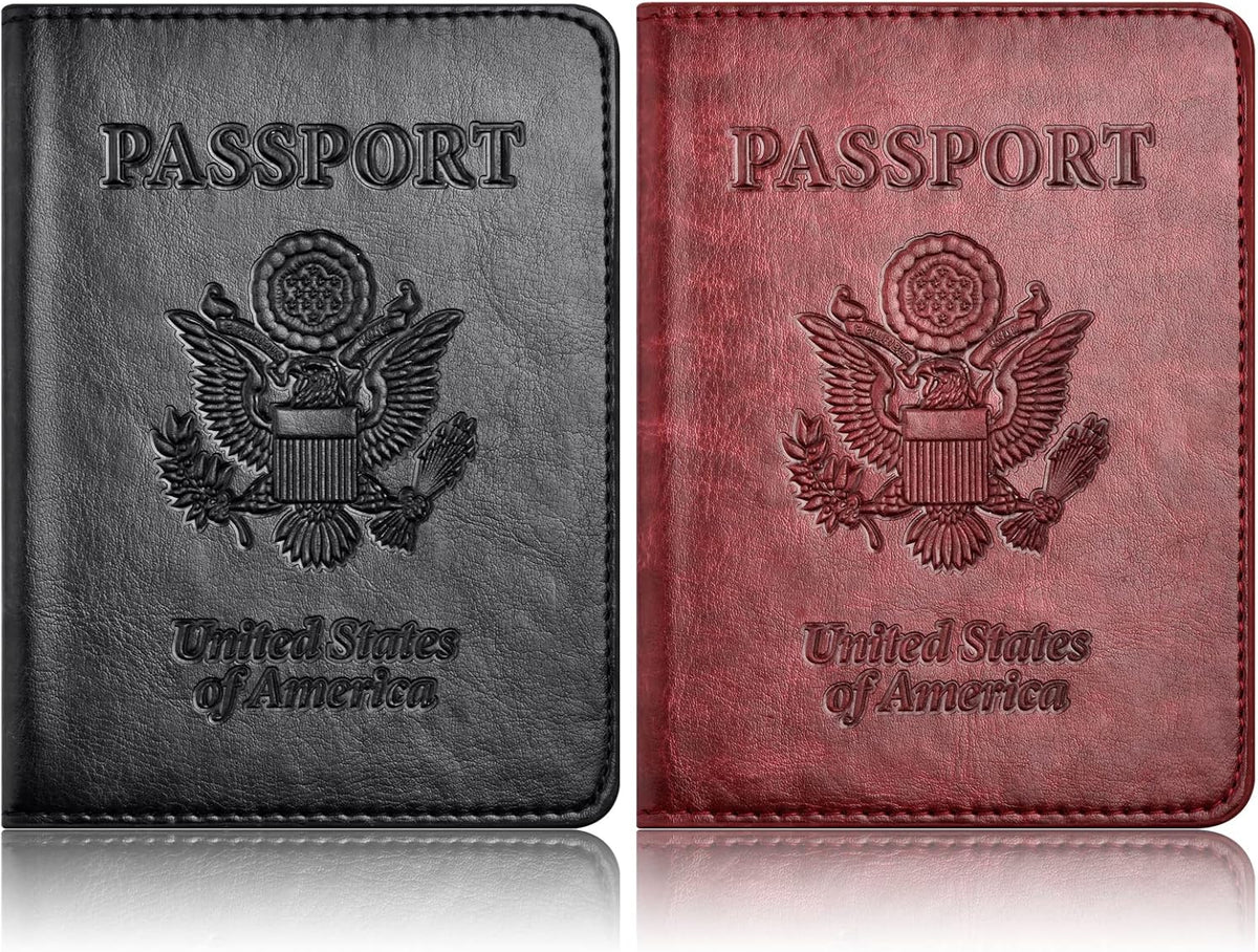 Eoehro Passport Holder for Travel Essentials-2Pack, Passport Wallet Cover Case for Travel Must Haves Accessories,Passport Book Holders for Women and Men
