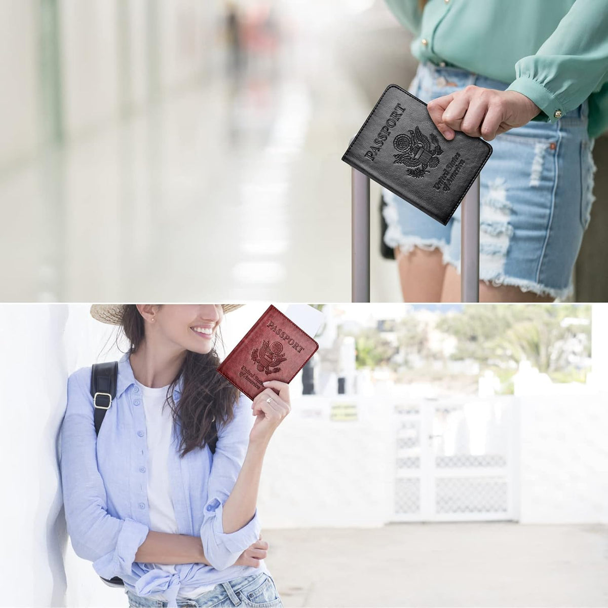 Eoehro Passport Holder for Travel Essentials-2Pack, Passport Wallet Cover Case for Travel Must Haves Accessories,Passport Book Holders for Women and Men