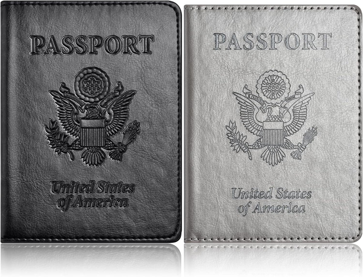 Eoehro Passport Holder for Travel Essentials-2Pack, Passport Wallet Cover Case for Travel Must Haves Accessories,Passport Book Holders for Women and Men
