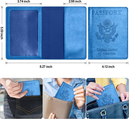 Eoehro Passport Holder for Travel Essentials-2Pack, Passport Wallet Cover Case for Travel Must Haves Accessories,Passport Book Holders for Women and Men