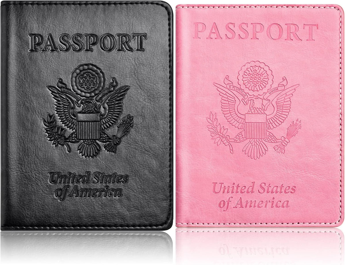 Eoehro Passport Holder for Travel Essentials-2Pack, Passport Wallet Cover Case for Travel Must Haves Accessories,Passport Book Holders for Women and Men