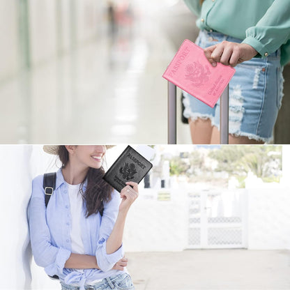 Eoehro Passport Holder for Travel Essentials-2Pack, Passport Wallet Cover Case for Travel Must Haves Accessories,Passport Book Holders for Women and Men