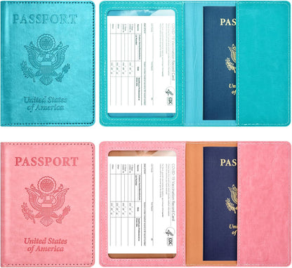 Eoehro Passport Holder for Travel Essentials-2Pack, Passport Wallet Cover Case for Travel Must Haves Accessories,Passport Book Holders for Women and Men
