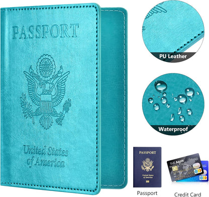 Eoehro Passport Holder for Travel Essentials-2Pack, Passport Wallet Cover Case for Travel Must Haves Accessories,Passport Book Holders for Women and Men