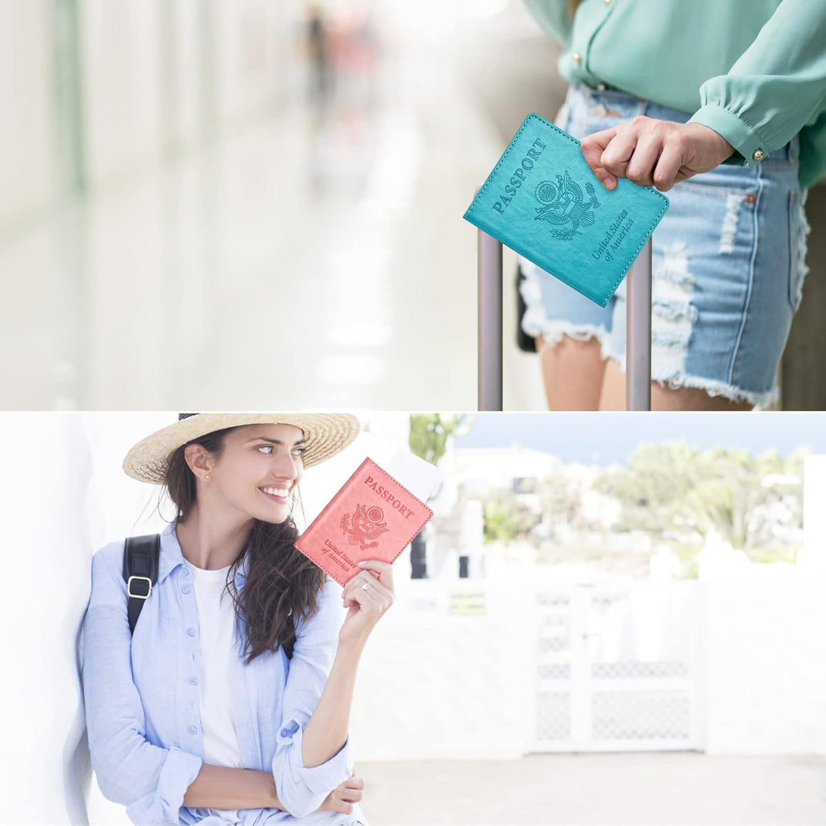 Eoehro Passport Holder for Travel Essentials-2Pack, Passport Wallet Cover Case for Travel Must Haves Accessories,Passport Book Holders for Women and Men