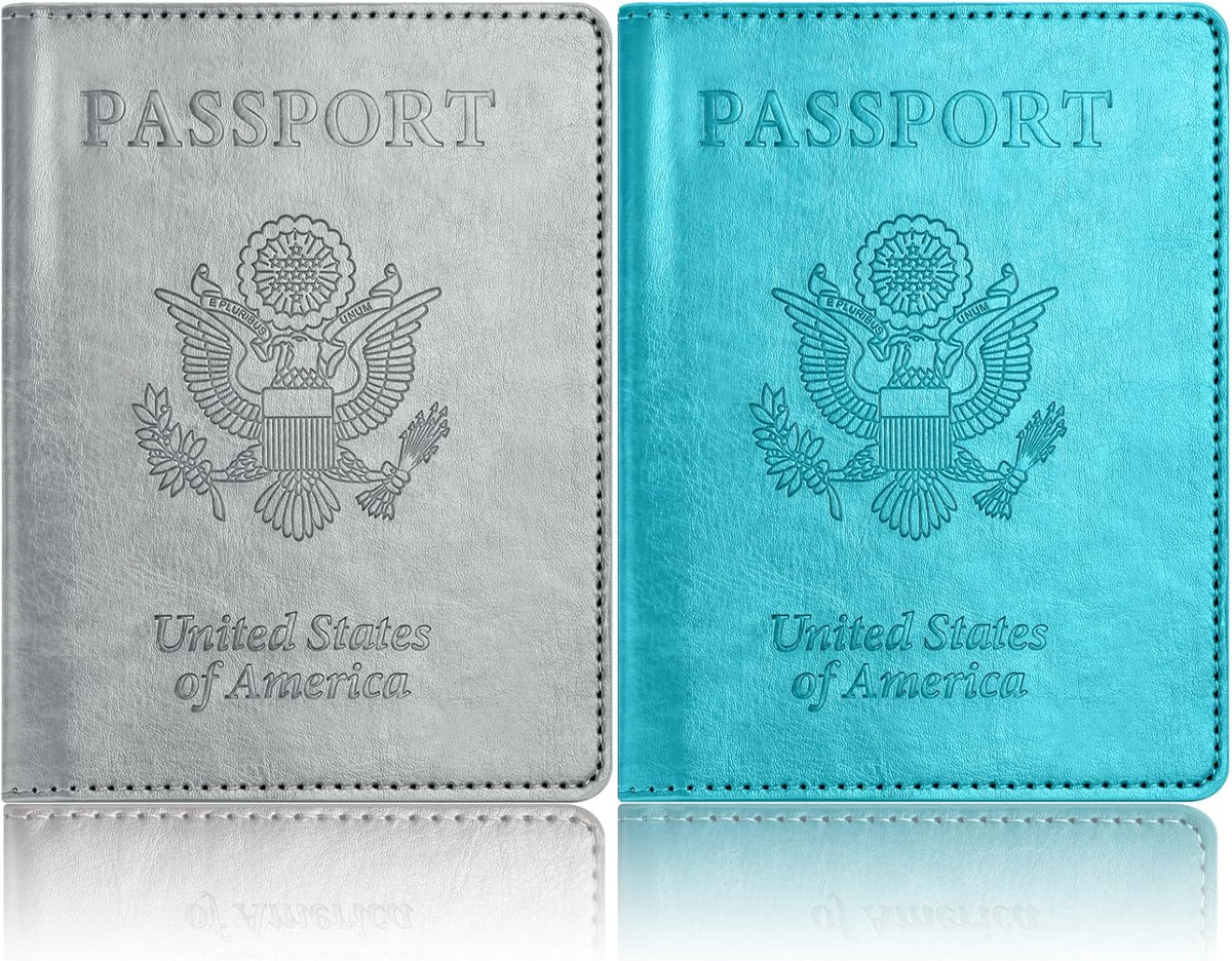 Eoehro Passport Holder for Travel Essentials-2Pack, Passport Wallet Cover Case for Travel Must Haves Accessories,Passport Book Holders for Women and Men