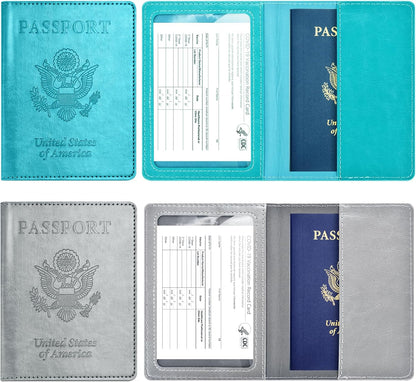 Eoehro Passport Holder for Travel Essentials-2Pack, Passport Wallet Cover Case for Travel Must Haves Accessories,Passport Book Holders for Women and Men