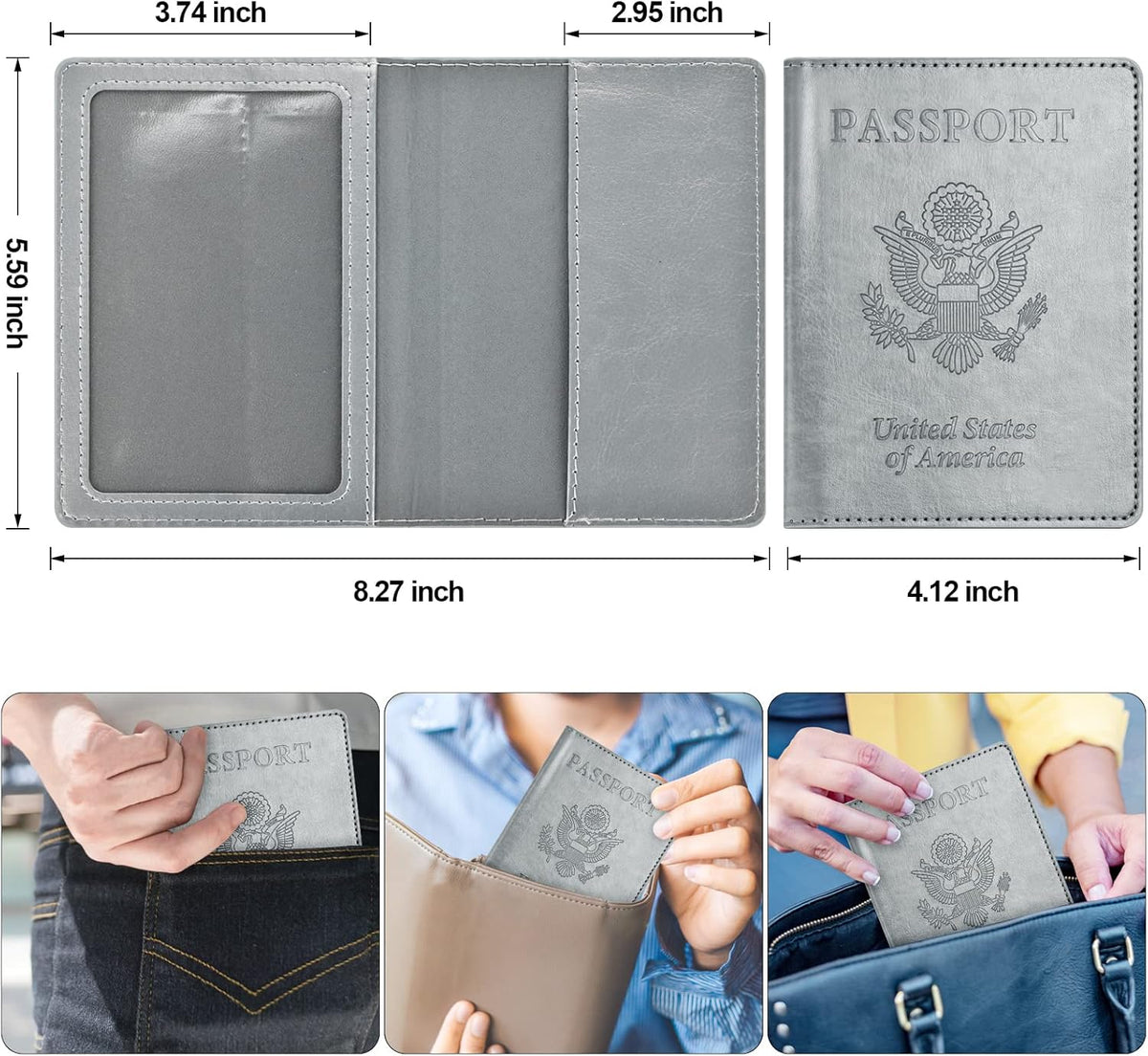 Eoehro Passport Holder for Travel Essentials-2Pack, Passport Wallet Cover Case for Travel Must Haves Accessories,Passport Book Holders for Women and Men