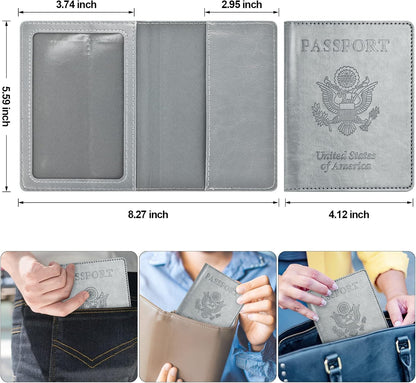 Eoehro Passport Holder for Travel Essentials-2Pack, Passport Wallet Cover Case for Travel Must Haves Accessories,Passport Book Holders for Women and Men