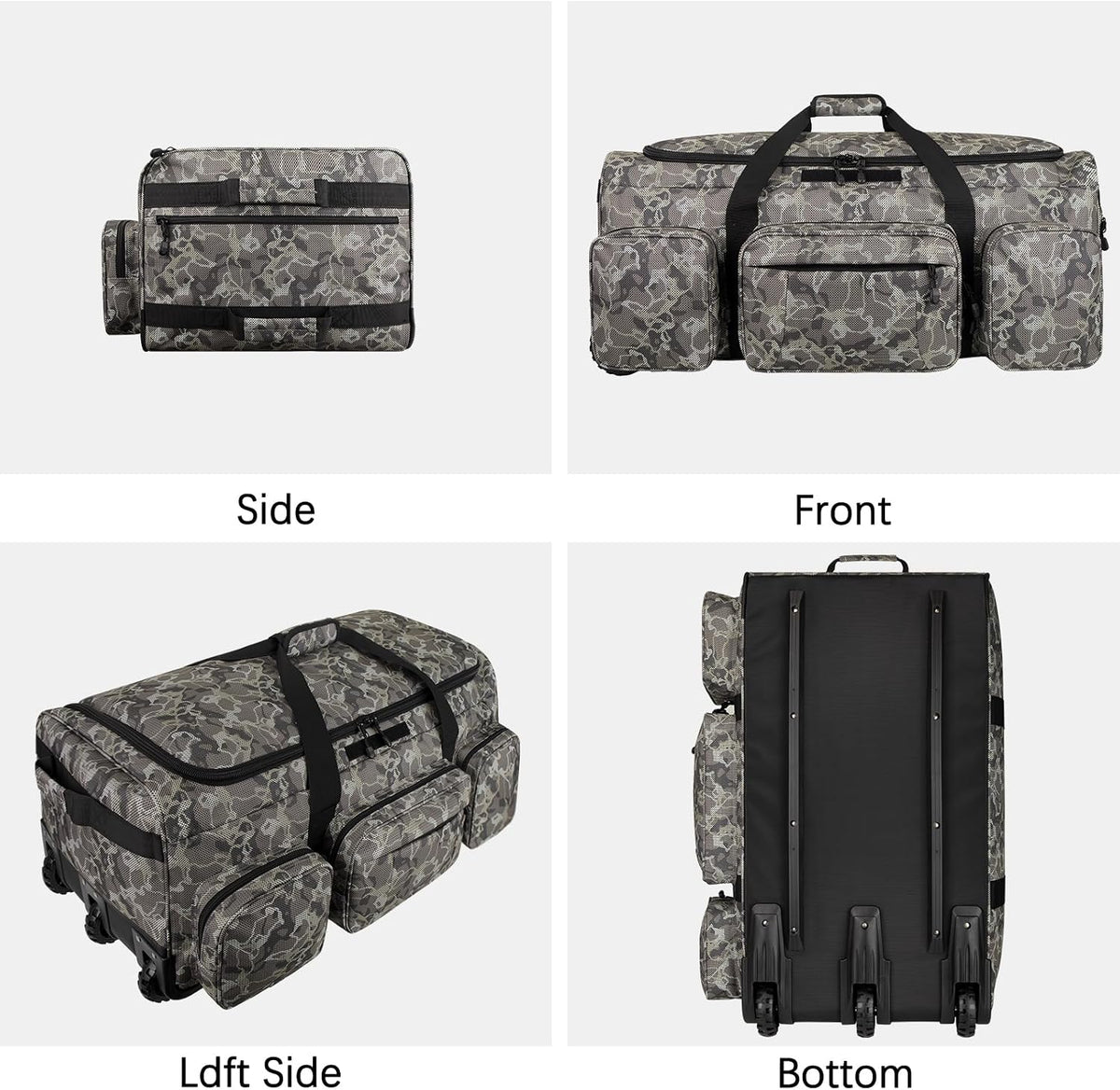 120L 3 Wheel Tactical Rolling Duffle Bag, Heavy Duty Military Deployment Luggage, 900D Waterproof Duffel for Camping Travel Outdoor Sports