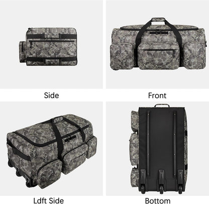 120L 3 Wheel Tactical Rolling Duffle Bag, Heavy Duty Military Deployment Luggage, 900D Waterproof Duffel for Camping Travel Outdoor Sports