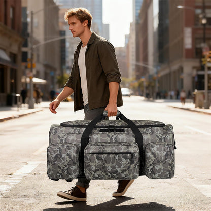 120L 3 Wheel Tactical Rolling Duffle Bag, Heavy Duty Military Deployment Luggage, 900D Waterproof Duffel for Camping Travel Outdoor Sports