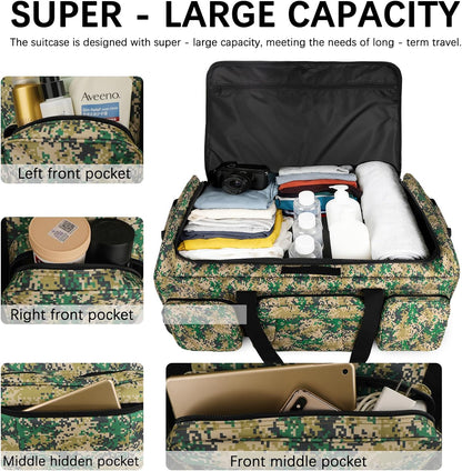 120L 3 Wheel Tactical Rolling Duffle Bag, Heavy Duty Military Deployment Luggage, 900D Waterproof Duffel for Camping Travel Outdoor Sports
