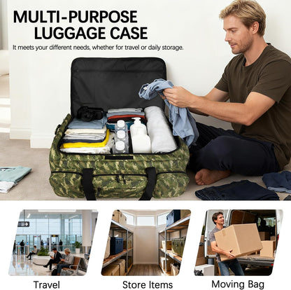 120L 3 Wheel Tactical Rolling Duffle Bag, Heavy Duty Military Deployment Luggage, 900D Waterproof Duffel for Camping Travel Outdoor Sports