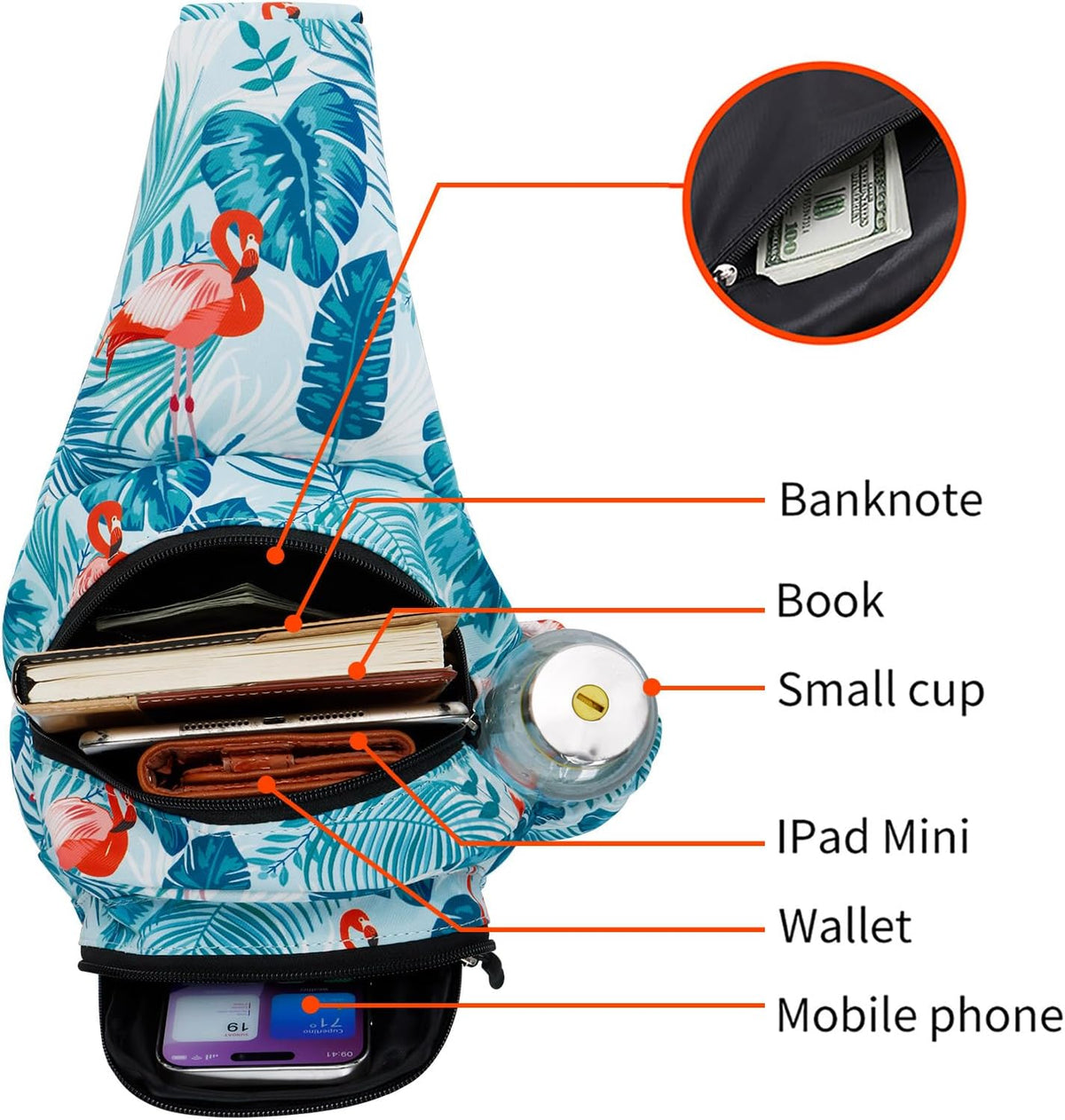 Small Sling Bag for Women Crossbody Backpack Hiking Travel Daypack Chest Bag Lightweight Shoulder Bag