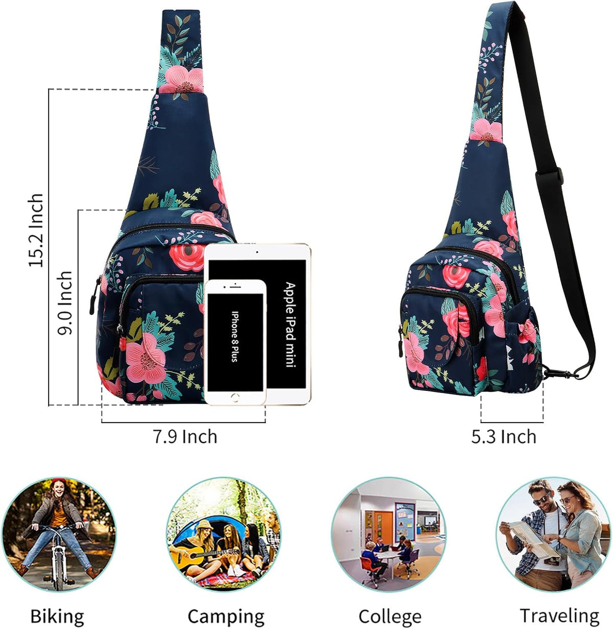 Small Sling Bag for Women Crossbody Backpack Hiking Travel Daypack Chest Bag Lightweight Shoulder Bag