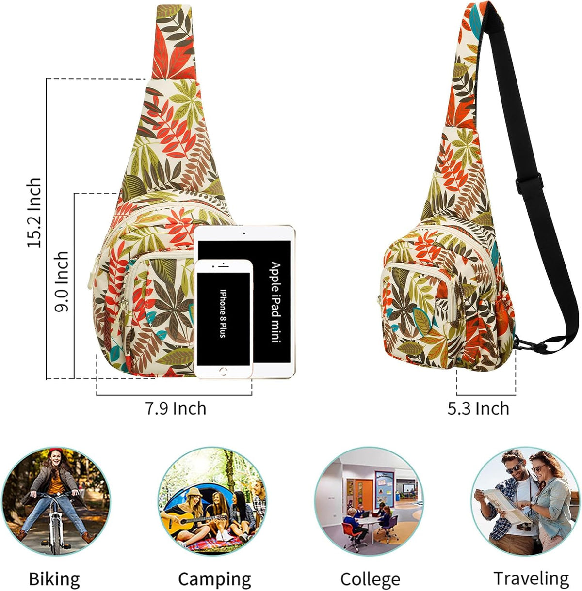 Small Sling Bag for Women Crossbody Backpack Hiking Travel Daypack Chest Bag Lightweight Shoulder Bag