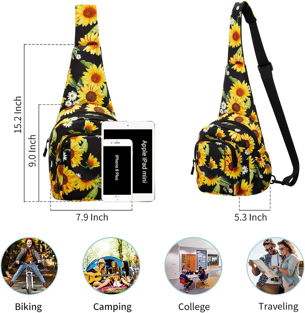 Small Sling Bag for Women Crossbody Backpack Hiking Travel Daypack Chest Bag Lightweight Shoulder Bag