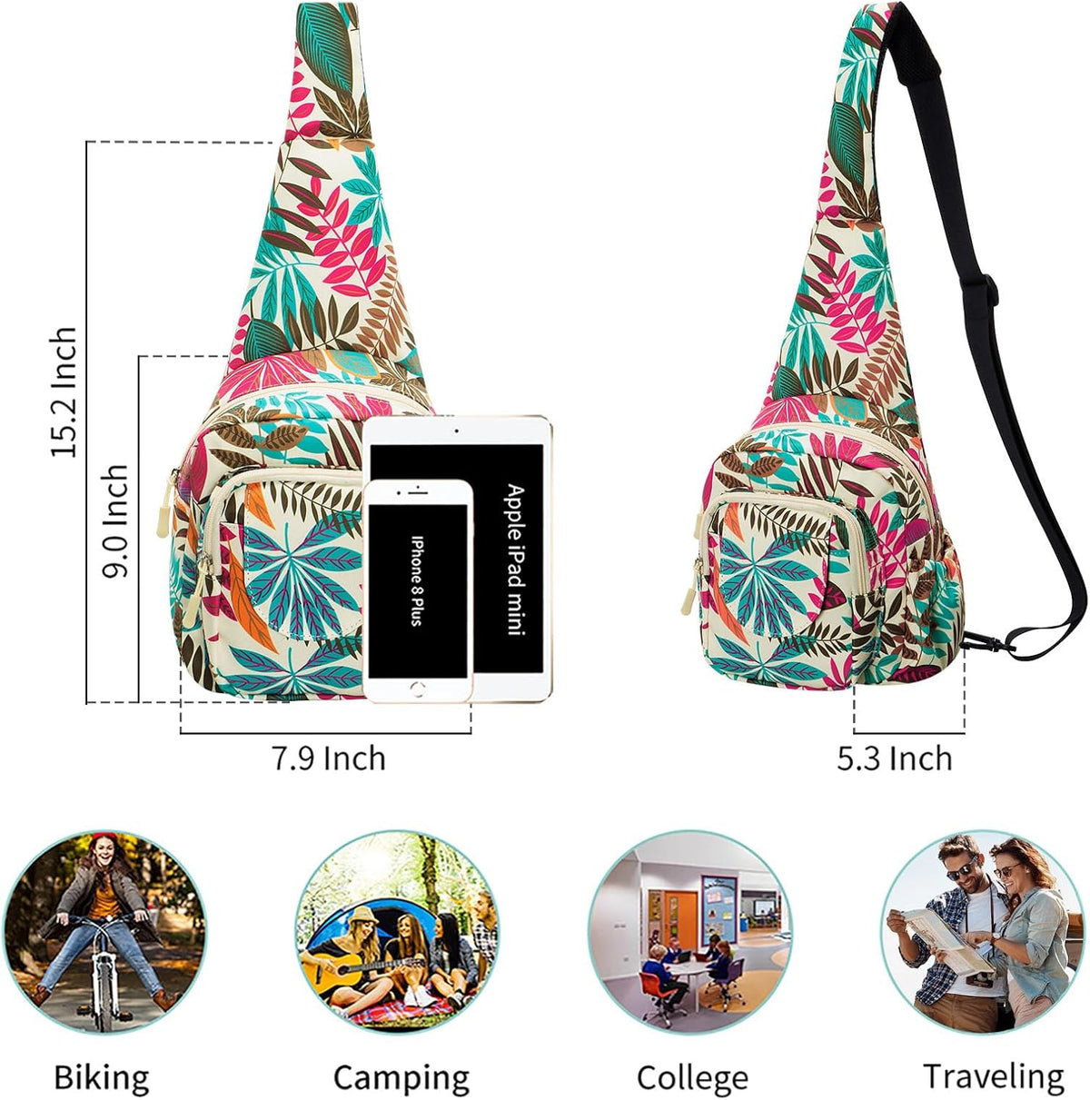 Small Sling Bag for Women Crossbody Backpack Hiking Travel Daypack Chest Bag Lightweight Shoulder Bag