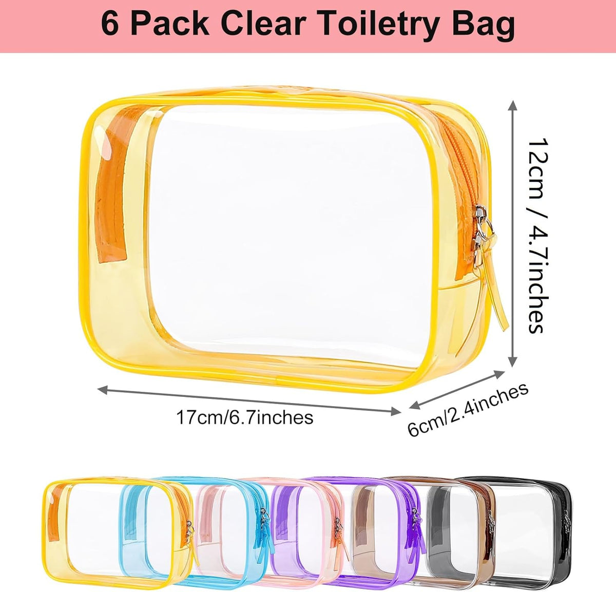 2 Pack Travel Toiletry Bag, TSA Approved Toiletry Bag Clear Makeup Bag Quart Size Portable Cosmetic Bags Carry on Travel Accessories Bag for Women Men - Clear