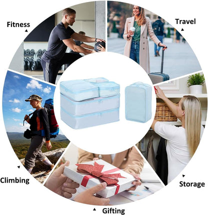 Packing cubes for Travel, Luggage Organizer Bags 6 Set Packing Cubes for Suitcases Travel Essentials for Carry on Mesh Suitcase Organizer with Shoe Bag (pink)