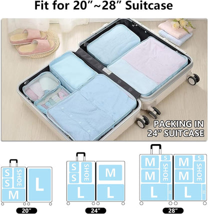 Packing cubes for Travel, Luggage Organizer Bags 6 Set Packing Cubes for Suitcases Travel Essentials for Carry on Mesh Suitcase Organizer with Shoe Bag (pink)