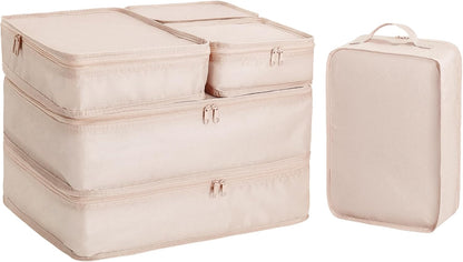 Packing cubes for Travel, Luggage Organizer Bags 6 Set Packing Cubes for Suitcases Travel Essentials for Carry on Mesh Suitcase Organizer with Shoe Bag (pink)