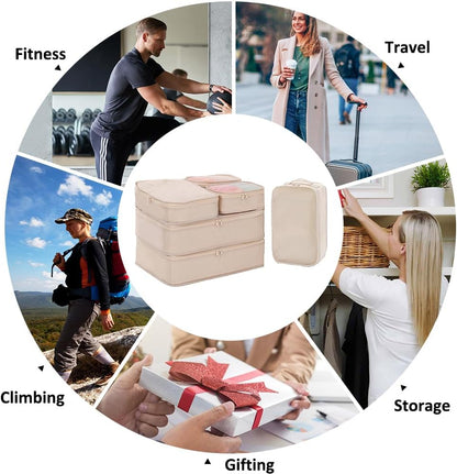 Packing cubes for Travel, Luggage Organizer Bags 6 Set Packing Cubes for Suitcases Travel Essentials for Carry on Mesh Suitcase Organizer with Shoe Bag (pink)