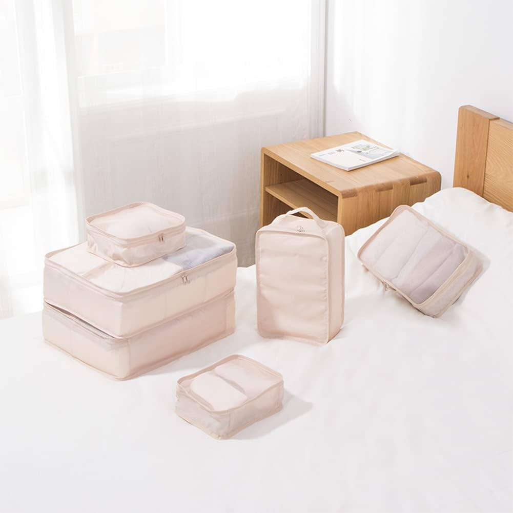 Packing cubes for Travel, Luggage Organizer Bags 6 Set Packing Cubes for Suitcases Travel Essentials for Carry on Mesh Suitcase Organizer with Shoe Bag (pink)