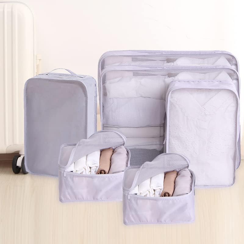Packing cubes for Travel, Luggage Organizer Bags 6 Set Packing Cubes for Suitcases Travel Essentials for Carry on Mesh Suitcase Organizer with Shoe Bag (pink)