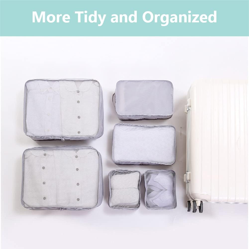 Packing cubes for Travel, Luggage Organizer Bags 6 Set Packing Cubes for Suitcases Travel Essentials for Carry on Mesh Suitcase Organizer with Shoe Bag (pink)