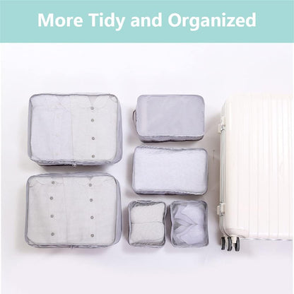 Packing cubes for Travel, Luggage Organizer Bags 6 Set Packing Cubes for Suitcases Travel Essentials for Carry on Mesh Suitcase Organizer with Shoe Bag (pink)