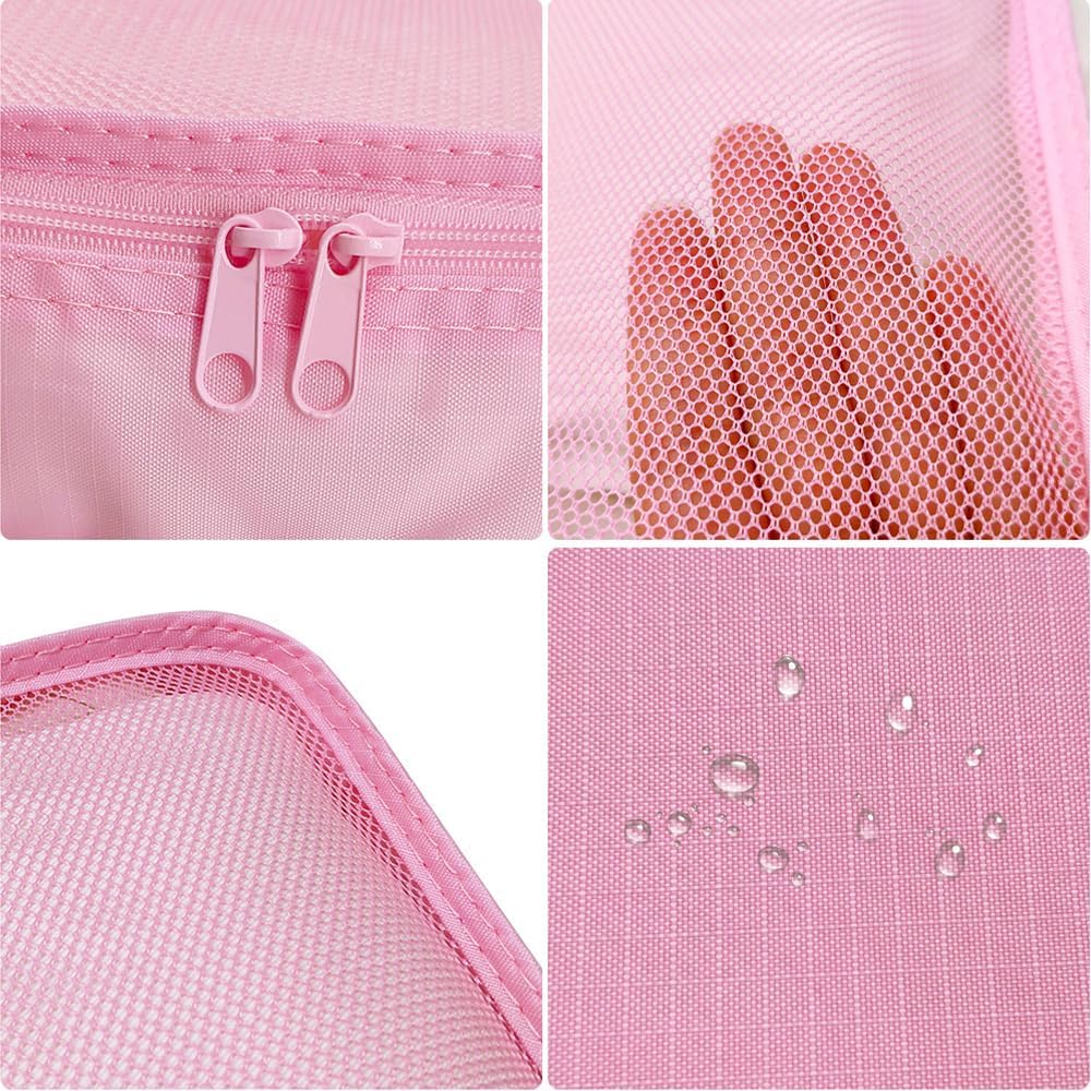 Packing cubes for Travel, Luggage Organizer Bags 6 Set Packing Cubes for Suitcases Travel Essentials for Carry on Mesh Suitcase Organizer with Shoe Bag (pink)