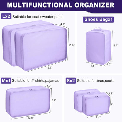 Packing cubes for Travel, Luggage Organizer Bags 6 Set Packing Cubes for Suitcases Travel Essentials for Carry on Mesh Suitcase Organizer with Shoe Bag (pink)