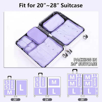 Packing cubes for Travel, Luggage Organizer Bags 6 Set Packing Cubes for Suitcases Travel Essentials for Carry on Mesh Suitcase Organizer with Shoe Bag (pink)