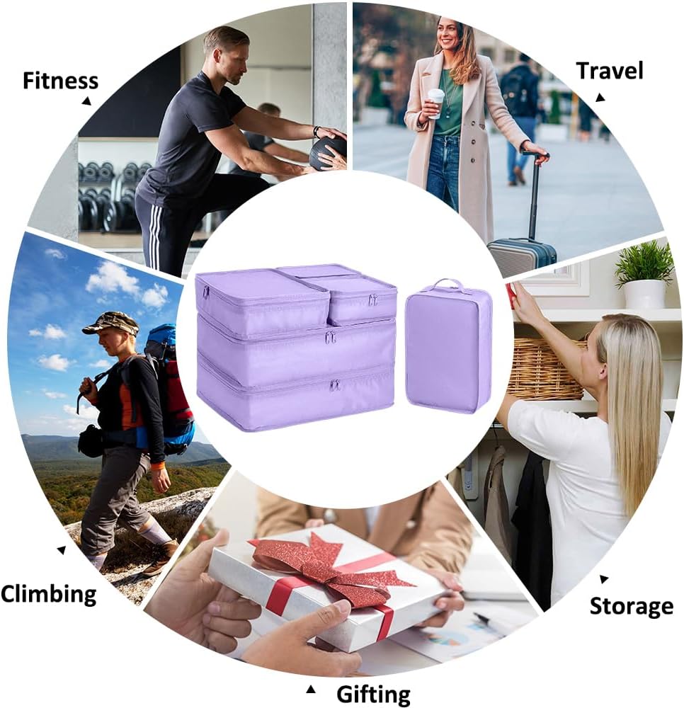 Packing cubes for Travel, Luggage Organizer Bags 6 Set Packing Cubes for Suitcases Travel Essentials for Carry on Mesh Suitcase Organizer with Shoe Bag (pink)