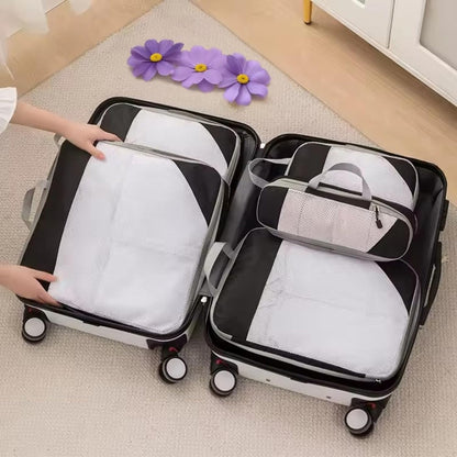 Set of 6 Packing Cubes for Travel | 40% Space Saving Cube Storage Organizer | Compression Packing Cubes with Zippers | Travel Bags Organizer for Luggage & Carry-On (Black)