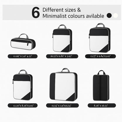 Set of 6 Packing Cubes for Travel | 40% Space Saving Cube Storage Organizer | Compression Packing Cubes with Zippers | Travel Bags Organizer for Luggage & Carry-On (Black)
