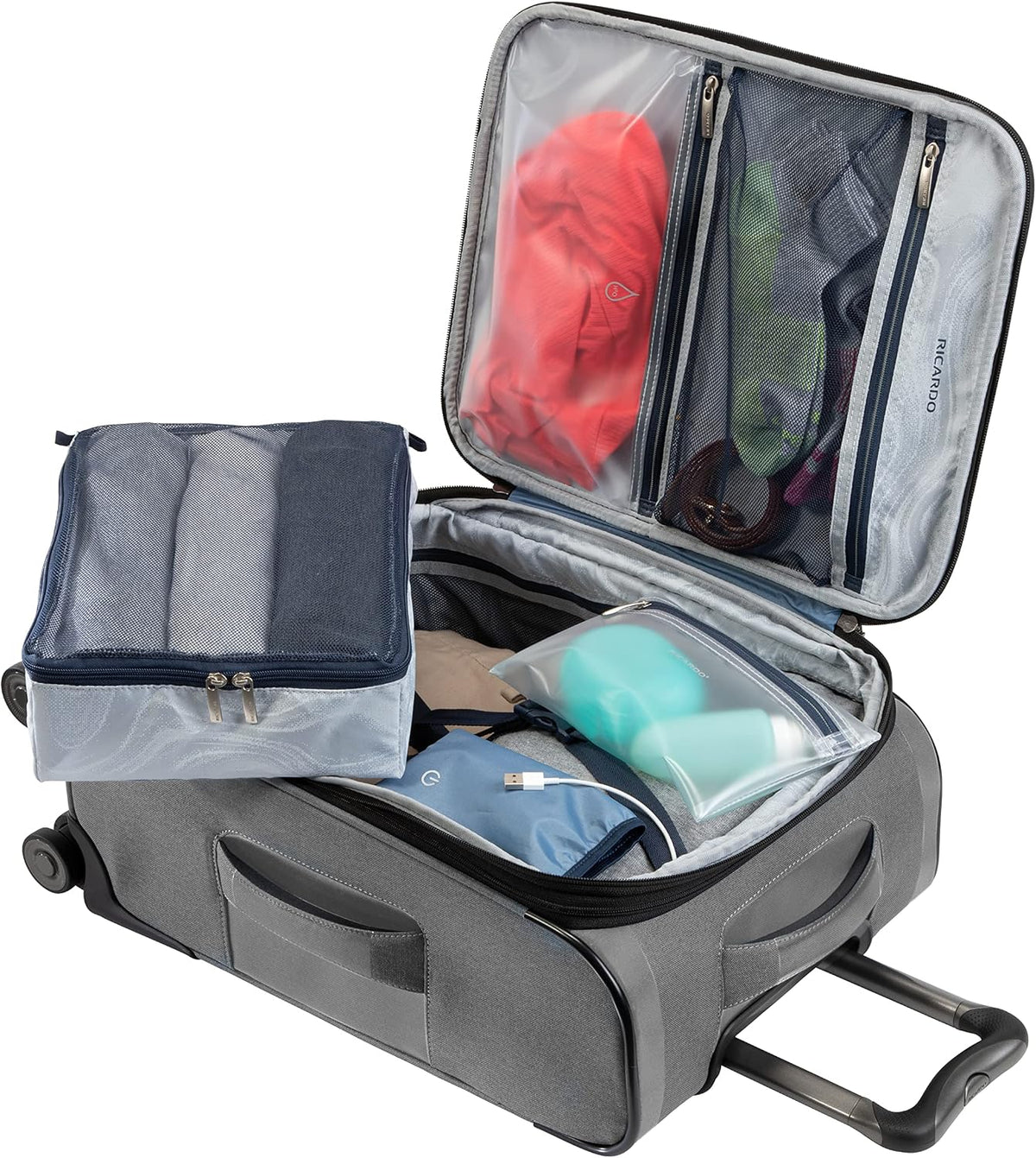 Malibu Bay 3.0 Softside, 4 Wheel Spinner, Lightweight Suitcase, Unisex, Stylish, Blue, Carry-On 20-Inch
