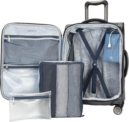 Malibu Bay 3.0 Softside, 4 Wheel Spinner, Lightweight Suitcase, Unisex, Stylish, Blue, Carry-On 20-Inch