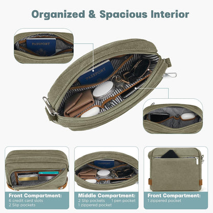 Anti Theft Crossbody Bag for Women, RFID Blocking Travel Purse with Lockable Zippers & Slash Resistant Strap