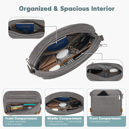 Anti Theft Crossbody Bag for Women, RFID Blocking Travel Purse with Lockable Zippers & Slash Resistant Strap