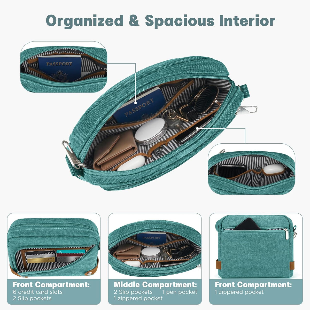 Anti Theft Crossbody Bag for Women, RFID Blocking Travel Purse with Lockable Zippers & Slash Resistant Strap